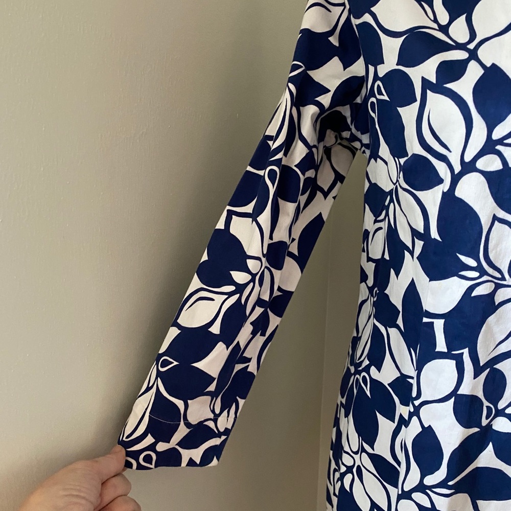 Melly M Navy Leaf Print Back Bay Sheath Dress - Picture 4 of 8